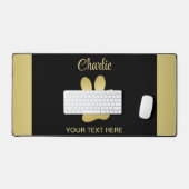 Gold Shiny Dog Paw auf schwarzem Hintergrund Schreibtischunterlage (Tastatur & Maus)