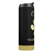 Gold Shiny Dog Paw auf schwarzem Hintergrund Thermosbecher (Nach links gedreht)