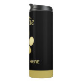 Gold Shiny Dog Paw auf schwarzem Hintergrund Thermosbecher (Nach rechts gedreht)