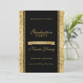 Gold Shiny Glitzer Einladung (Stehend Vorderseite)