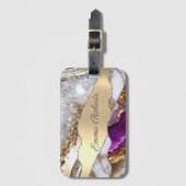 Gold Shiny Marble Agate Gepäckanhänger (Vorderseite Vertikal)