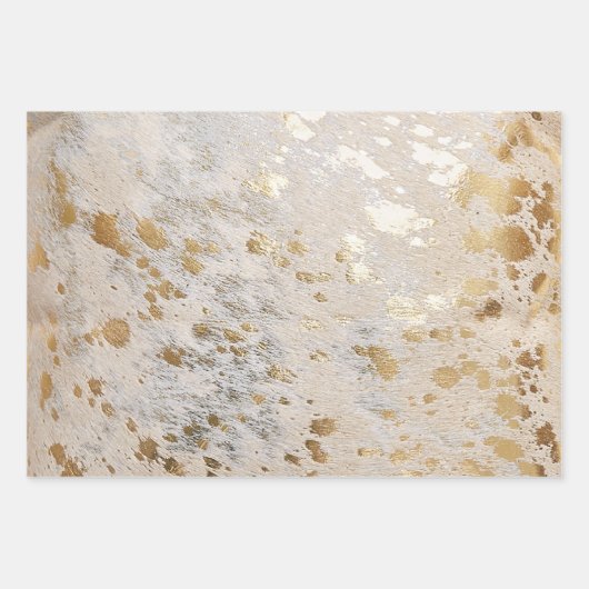 Gold Shiny Metallic Weihnachtsgeschenk Geschenkpapier Set (Vorderseite 3)