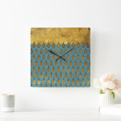 Gold Shiny Princess Mermaid Glitzer Scales Quadratische Wanduhr (Zuhause)