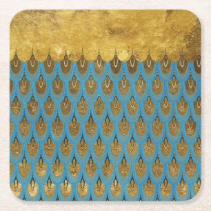Gold Shiny Princess Mermaid Glitzer Scales Rechteckiger Pappuntersetzer