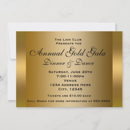 Gold Shiny Ticket Event Dinner Elegante Einladung (Vorderseite)
