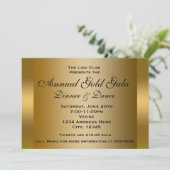 Gold Shiny Ticket Event Dinner Elegante Einladung (Stehend Vorderseite)