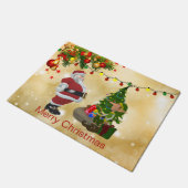 Gold, Shiny, Weihnachtsmann und Elf, Weihnachten Fußmatte (Schrägansicht)