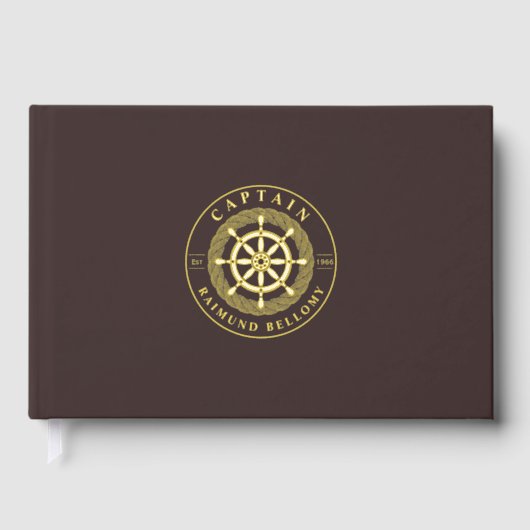 Gold Ship Wheel Helm Gästebuch (Vorderseite)
