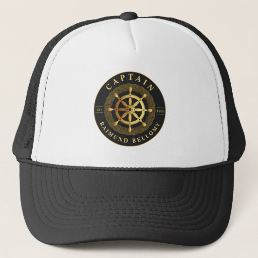 Gold Ship Wheel Trucker Hat Truckerkappe (Vorderseite)