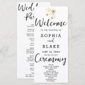Gold Shooting Stars White Wedding Programm (Vorne/Hinten)