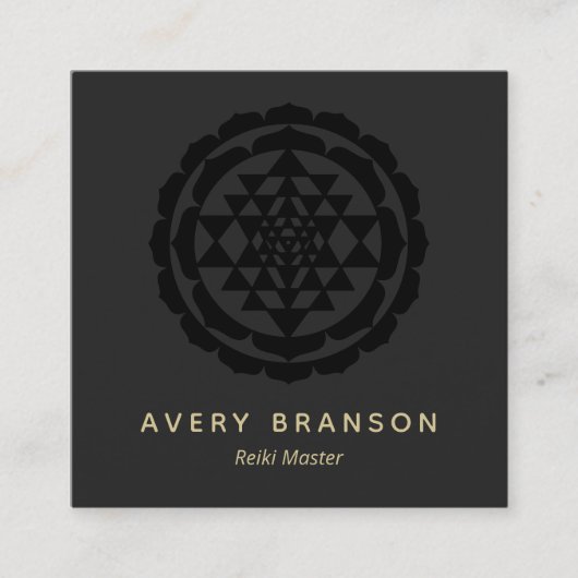 Gold Shri Yantra Reiki Master Quadratische Visitenkarte (Vorderseite)