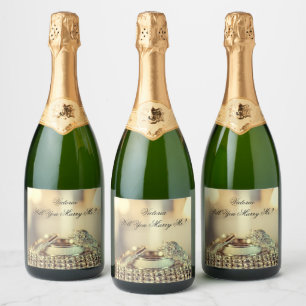 Gold Sie heiraten Me Vorschlag Name Script Wine L Schaumweinetikett