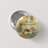 Gold Sie heiraten mir Vorschlag Name Skript Button (Vorne & Hinten)