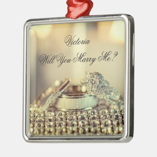 Gold Sie heiraten mir Vorschlag Name Skript Ornament Aus Metall (Links)