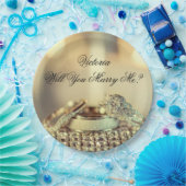 Gold Sie heiraten mir Vorschlag Name Skript Pappteller (Party)