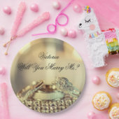 Gold Sie heiraten mir Vorschlag Name Skript Pappteller (Party)