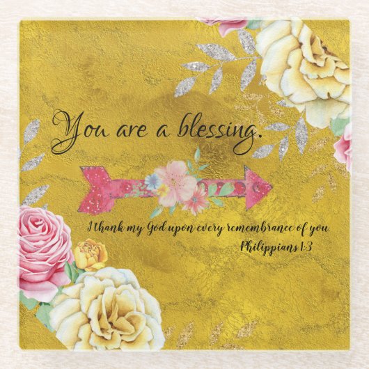 Gold Sie sind ein Segen mit KJV Scripting Glasuntersetzer (Vorderseite)