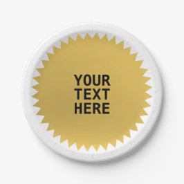 Gold Siegel Award mit allen Worten Pappteller