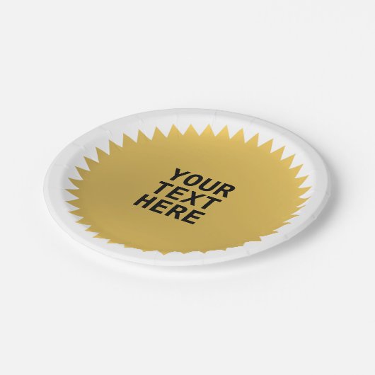 Gold Siegel Award mit allen Worten Pappteller (Schrägansicht)