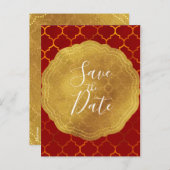 Gold Siegel Foil Fiery Red Indian Save the Date Ankündigungspostkarte (Vorne/Hinten)