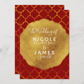Gold Siegel Foil Fiery Red Indian Wedding Einladung (Vorne/Hinten)
