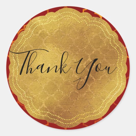 Gold Siegel Foil Fiery Red Indian Wedding Runder Aufkleber (Vorderseite)