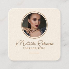 Gold-Signatur-Creme des Circle Foto hinzufügen Quadratische Visitenkarte