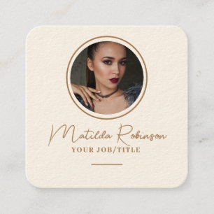 Gold-Signatur-Creme des Circle Foto hinzufügen Quadratische Visitenkarte