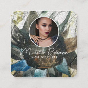 Gold-Signatur-Sonnenblume für das Foto hinzufügen Quadratische Visitenkarte