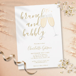 Gold Signature Script Brunch Bubbly Brautparty Einladung