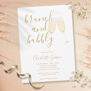 Gold Signature Script Brunch Bubbly Brautparty Einladung