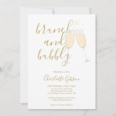 Gold Signature Script Brunch Bubbly Brautparty Einladung (Vorderseite)