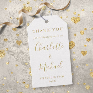 Gold Signature Script-Gastgeschenk Hochzeit Vielen Geschenkanhänger