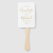 Gold Signature Script Hochzeitsprogramm Hand Fan Fächer (Vorderseite)