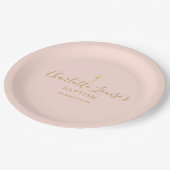 Gold Signature Taufe Christening Blush Pink Papa Pappteller (Schrägansicht)