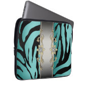 Gold Silber Aquamarin Blue Zebra Laptop Sleeve (Vorne Rechts)