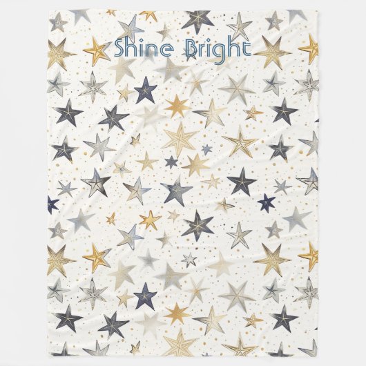 Gold Silber Blaue Sterne Fleecedecke (Vorderseite)