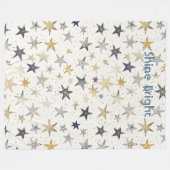 Gold Silber Blaue Sterne Fleecedecke (Vorderseite (Horizontal))
