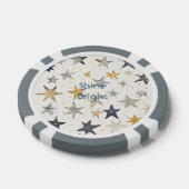 Gold Silber Blaue Sterne Pokerchips (Einzeln)