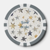 Gold Silber Blaue Sterne Pokerchips (Vorderseite)