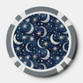 Gold Silber Blaue Sterne Pokerchips (Rückseite)