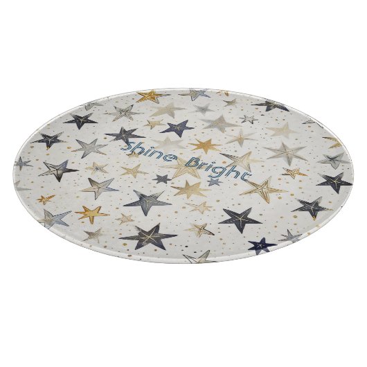 Gold Silber Blaue Sterne Schneidebrett (Ecke)