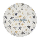 Gold Silber Blaue Sterne Schneidebrett (Vorderseite)