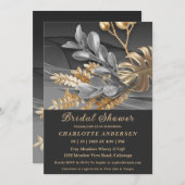 Gold & Silber Botanische Brautdusche Einladung (Vorne/Hinten)