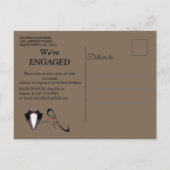 Gold-Silber-Brass Moderne Design-Verlobung Einladungspostkarte (Rückseite)