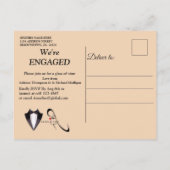 Gold-Silber-Brass Moderne Design-Verlobung Einladungspostkarte (Rückseite)