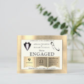 Gold-Silber-Brass Moderne Design-Verlobung Einladungspostkarte (Stehend Vorderseite)