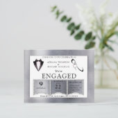 Gold-Silber-Brass Moderne Design-Verlobung Einladungspostkarte (Stehend Vorderseite)