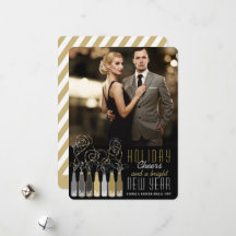 Gold & Silber Bubbly Flaschen Cheers New Year Foto