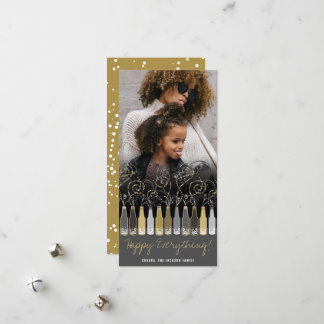 Gold & Silber Bubbly Flaschen Modernes New Year Fo Feiertagskarte